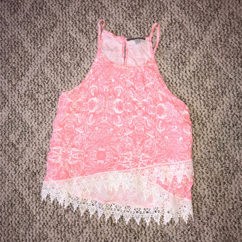 Pink and White Paisley Crop Top
